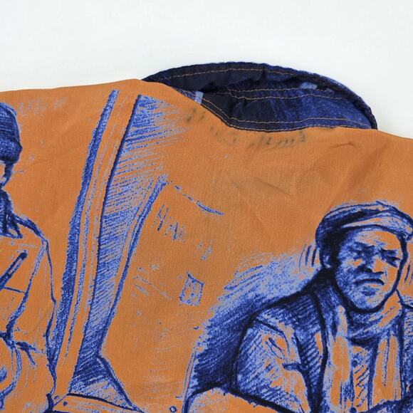 Karl Kani Hip Hop Shirt Mens Extra Large Orange Blue Graphic Button Up Allover - Picture 8 of 8